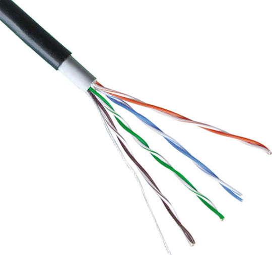 Seven U/UTP Cat.5 (100Mbps) Καλώδιο Δικτύου Ethernet εξωτερικού χώρου χωρίς ακροδέκτες 305m Μαύρο