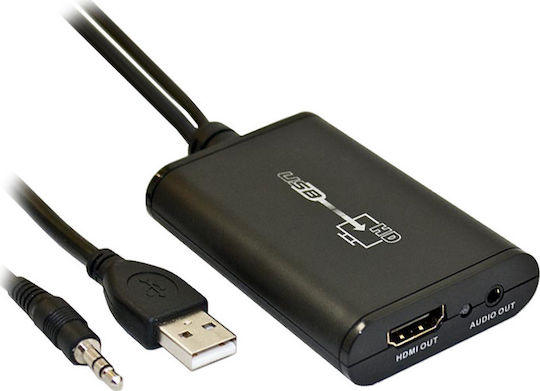 Μετατροπέας USB-A male σε 3.5mm / HDMI female 1τμχ 18304