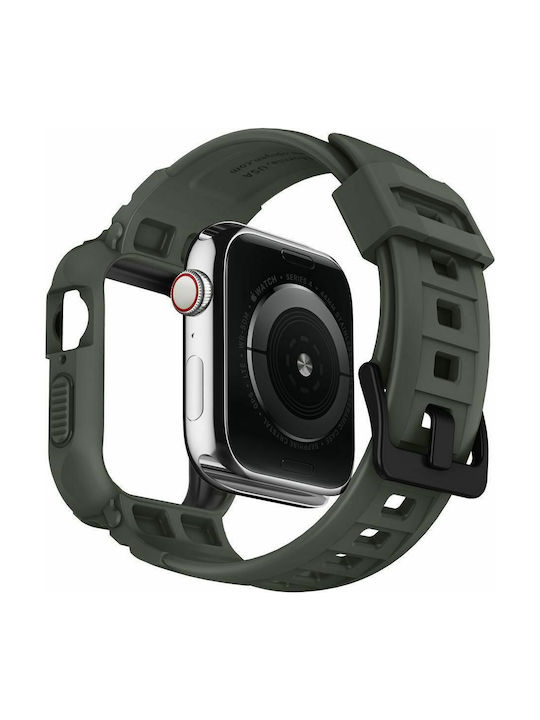 Spigen Rugged Armor Pro Silikonhülle in Khaki Farbe für Apple Watch 44mm