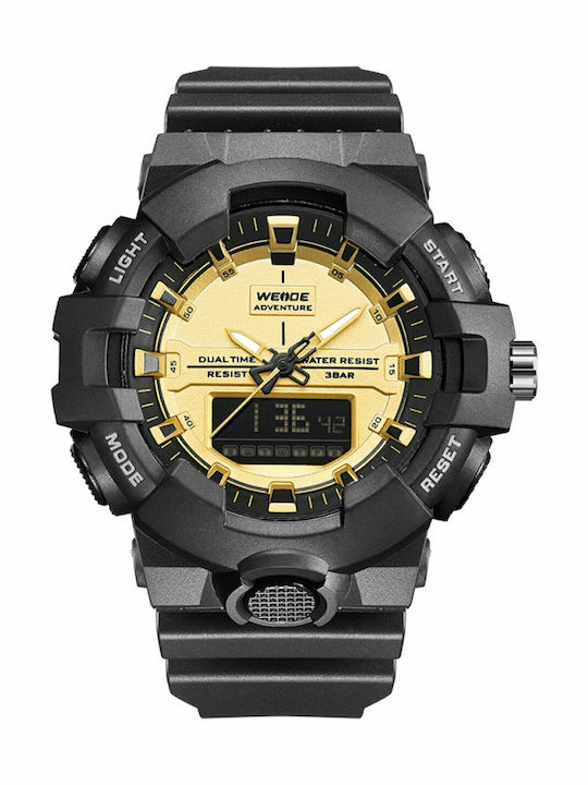 Weide Digital Men's Watch 53mm Battery with Black Rubber Strap