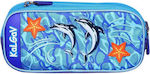 KalGav Dolphin Pencil Case with 3 Compartments Light Blue