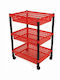 Plastic Kitchen Trolley 3 Tiers Red 30x39x62cm