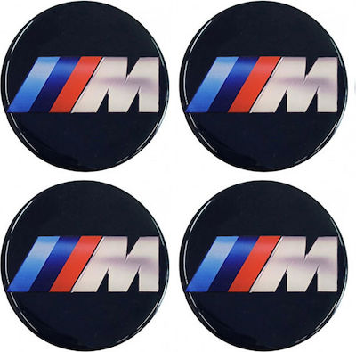 Auto Gs Adhesive Badges with Enamel Coating Bmw M 6cm for Car Rims Multicolour 4pcs