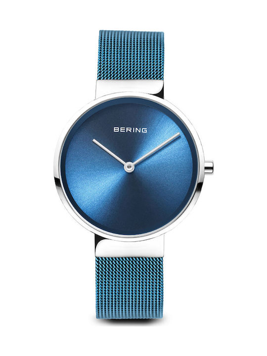 Bering Time Women's Watch with Blue Metal Bracelet