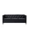 Canapea Chesterfield Cu Trei Locuri Din Piele Ecologică Neagră 176x68x70cm