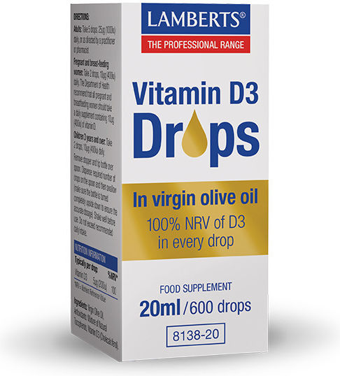 Lamberts Vitamin D3 Drops Βιταμίνη για Ενίσχυση του Ανοσοποιητικού & την Υγεία των Οστών 200iu 20ml