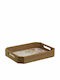 Inart Wooden Rectangular Serving Tray with Handles in Brown Color 32x24x5cm 3-70-415-0009 1pcs