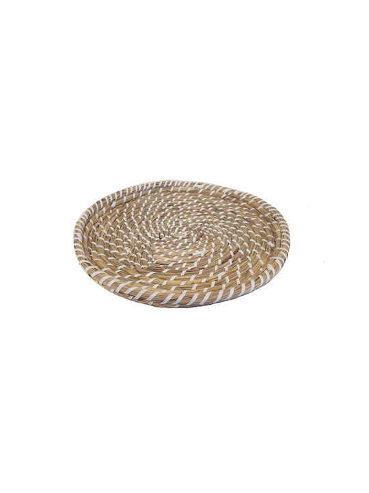 Atmosphera Wicker Round Decorative Tray Δίσκος Ψάθινος Φυσικό 40x4 Εκ 40x40x4cm