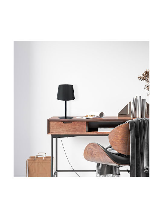 TK Lighting Maja Metal Table Lamp for Socket E27 with Black Shade and Base