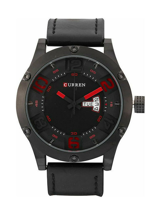 Curren Ρολόι Timepieces με Δερμάτινο Λουράκι σε Μαύρο χρώμα