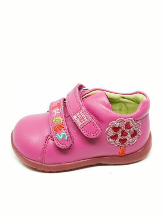 Anatomisch Lederne Kinderstiefeletten mit Klettverschluss Rosa