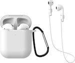 Hülle Silikon mit Haken in Weiß Farbe für Apple AirPods 1 / AirPods 2