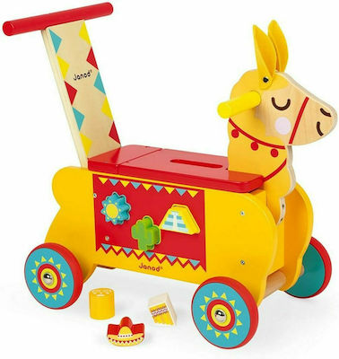 Janod Λάμα Baby Walker Animal Ride On for 12++ Months Yellow