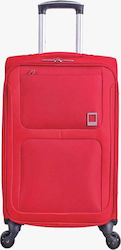 Bartuggi Medium Travel Suitcase Fabric Red with 4 Wheels Height 67cm