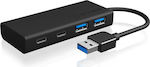 Icy Box USB 3.0 Hub 4 Anschlüsse mit USB-A Verbindung