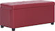 Stool For Living Room With Storage Space Upholstered with Leatherette Burgundy 87.5x36x40cm