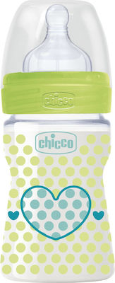 Chicco Plastikflasche Well Being mit Silikonsauger für 0+, 0+ m, Monate Green 150ml 1Stück