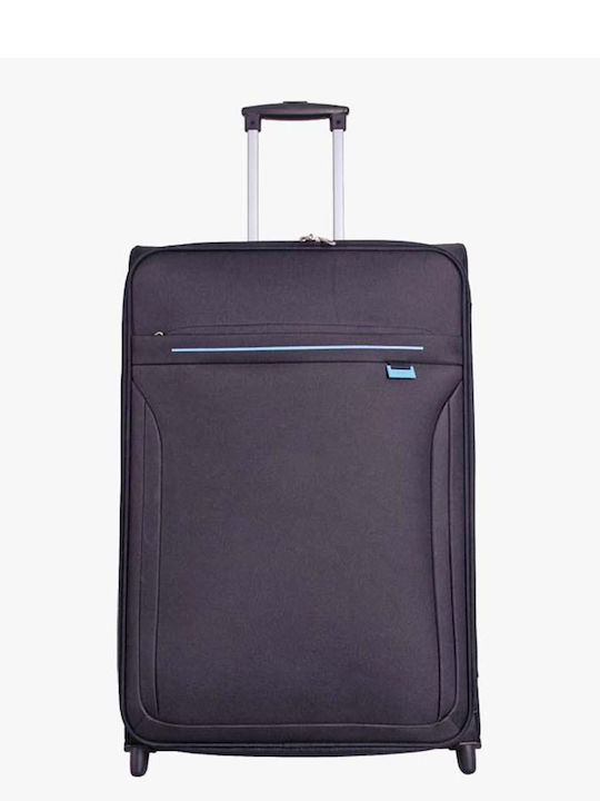 Bartuggi 722-107 Large Fabric Travel Suitcase Black with 2 Wheels Height 74cm