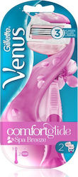 Gillette Venus Comfortglide Razor pentru corp cu Cap de schimb 3 lame și bandă lubrifiantă Spa Breeze