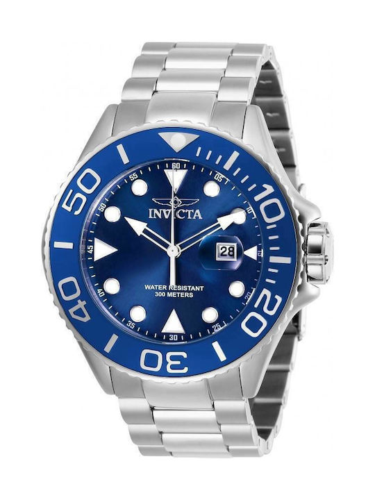 Invicta Pro Diver Ρολόι Μπαταρίας με Μεταλλικό Μπρασελέ σε Ασημί χρώμα