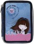 Back Me Up Anekke Moon Pencil Case Full with 2 Compartments Light Blue