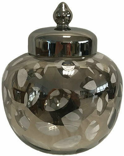 Φοντανιέρα Glas mit Deckel 19x19cm Silber