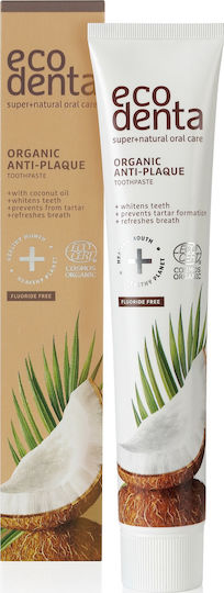 Ecodenta Organic Anti-plaque Οδοντόκρεμα Χωρίς Φθόριο κατά της Πλάκας 75ml