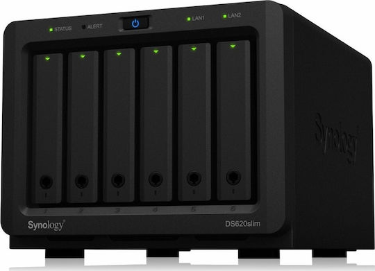 Synology DiskStation DS620slim NAS Tower with 6 slots for HDD/SSD and 2 Ethernet ports