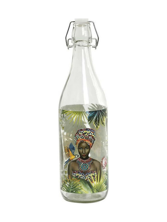 Espiel Afrikana Flasche Wasser Glas mit Clip Mehrfarbig 1000ml