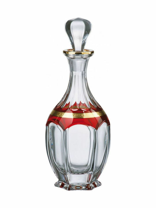 Bohemia Crystal Carafe Safari Rubin Crystal Decanter with Stopper Gold 800ml