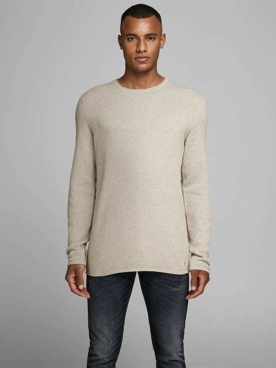 Jack & Jones Men's Long Sleeve Sweater Oatmeal -OATMEAL