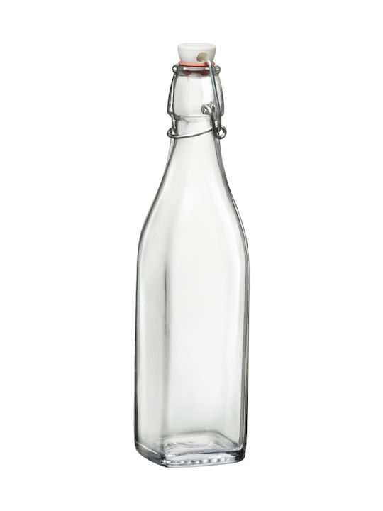 Bormioli Rocco Swing Flasche Wasser Glas mit Clip Transparent 1000ml