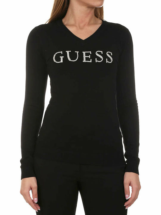 Guess Women's Blouse Long Sleeve with V Neckline Black
