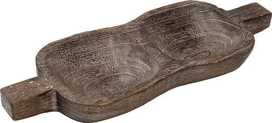 Espiel Wooden Dessert Divided Serving Plate with 2 Slots Brown 40.5x15x4cm