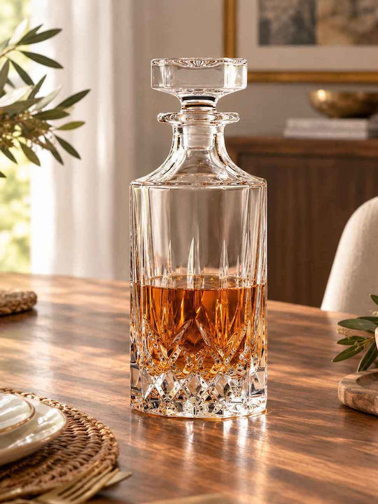 RCR Opera Kristall Karaffe zum Servieren Whiskey 22cm mit Verschluss Transparent 750ml 1Stück