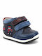 Leather Kids Boots with Velcro Navy Blue