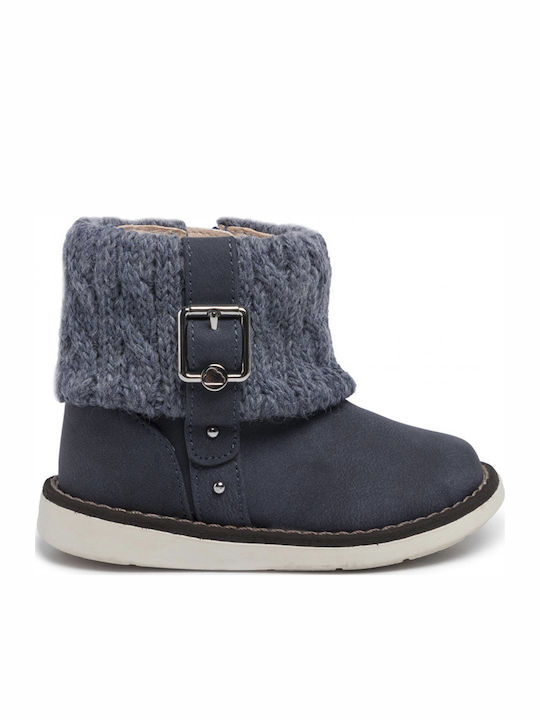 Suede Παιδικά Μποτάκια με Φερμουάρ Navy Μπλε