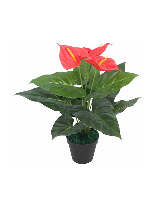 vidaXL Künstliche Pflanze in Blumentopf Schwanzblume (Anthurium) Rot 45cm 1Stück