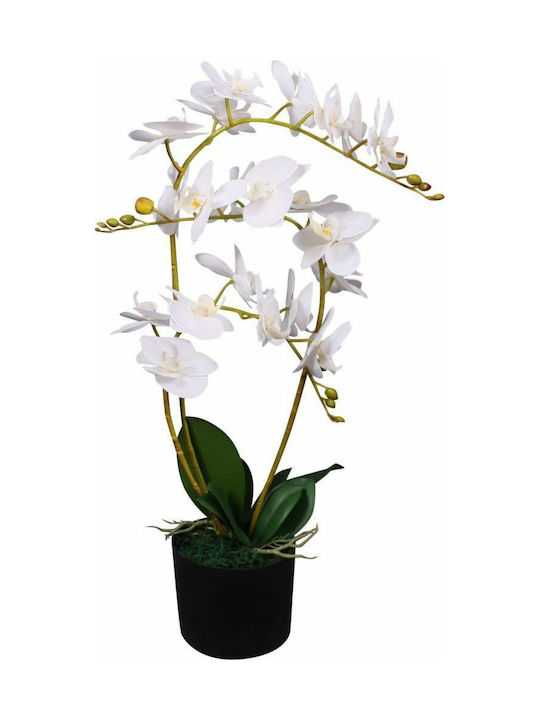 vidaXL Künstliche Pflanze in Blumentopf Orchidee Weiß 65cm 1Stück