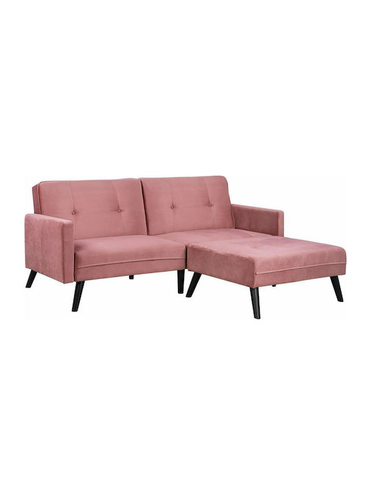 Livia Γωνιακός Καναπές Κρεβάτι με Αναστρέψιμη Γωνία Βελούδινος Ροζ 210x156εκ.