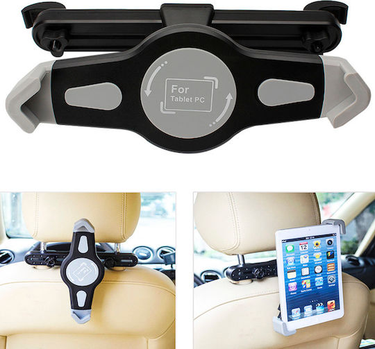 DeTech TAB3 Car Headrest Mount Mobile & Tablet Mount with Adjustable Hooks Black