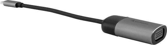 Verbatim Μετατροπέας USB-C male σε VGA female Γκρι 1τμχ 49145