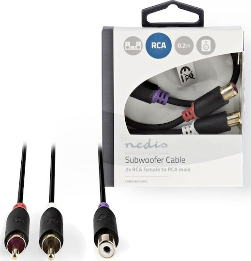 Nedis Cable RCA female - RCA male 0.2m CABW24020AT02