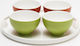 Espiel Porcelain Dessert Divided Serving Tray with 4 Slots 4-Position Porcelain Hors d'oeuvres Tray Green/Orange Green Ø21cm 21x21cm