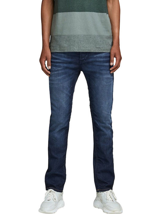 Men's Jeans Pants Elastic with Slim Straight Fit Blue Denim