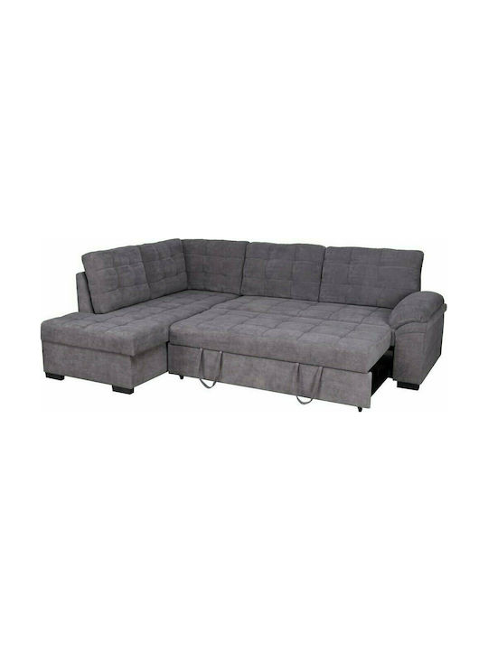 Jade Γωνιακός Καναπές Κρεβάτι με Αριστερή Γωνία & Αποθηκευτικό Χώρο Γκρι 248x159εκ.