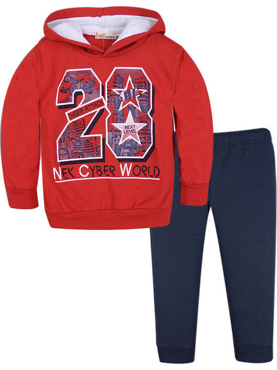 Nek Kids Wear Kids Sweatpants Set Red 2pcs