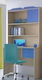 Nr 3 Kinder Schreibtisch mit Bibliothek aus Melamin Latte Blau 100x55x80cm