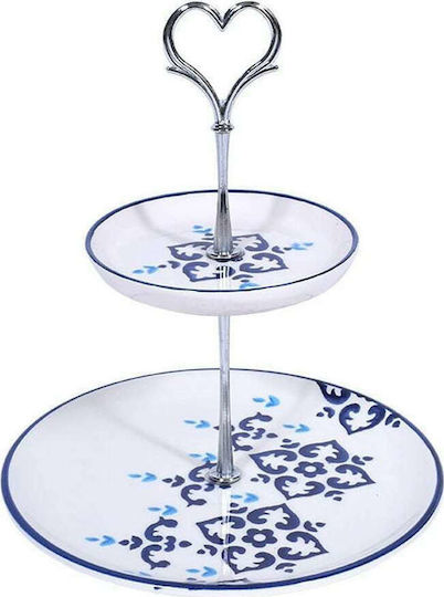 Etiquette Εταζέρα 2 Ορόφων από Πορσελάνη Λευκή Ø24xY24cm