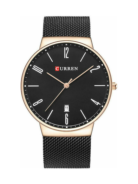 Curren Watch Battery with Metal Bracelet Black Gold